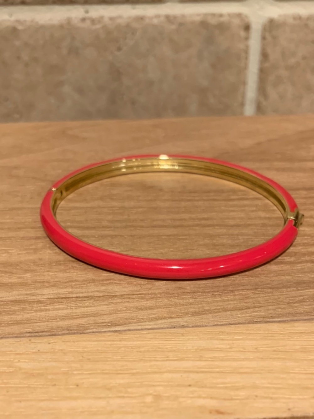 Gorjana Pink Enamel Hinged Bangle Bracelet - Picture 3 of 7